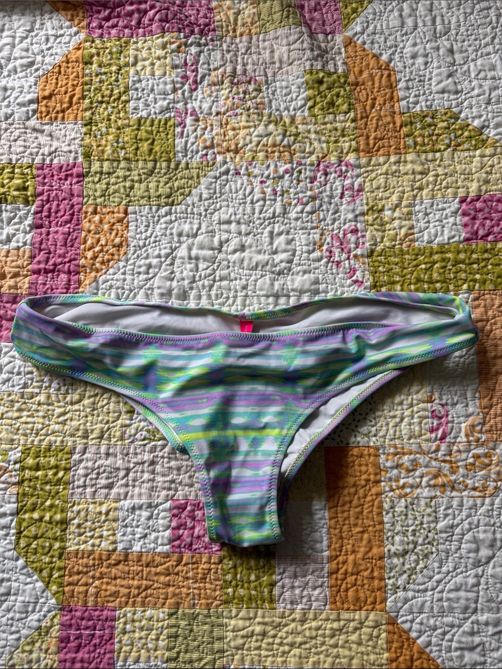 Victoria's Secret Multi-Color Striped Bikini Bottoms - Green, Purple, Blue